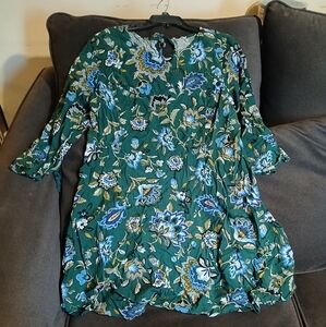 Old Navy Hunter Green Floral Bell Sleeve A Line Dress Sz 20W (060425A)
